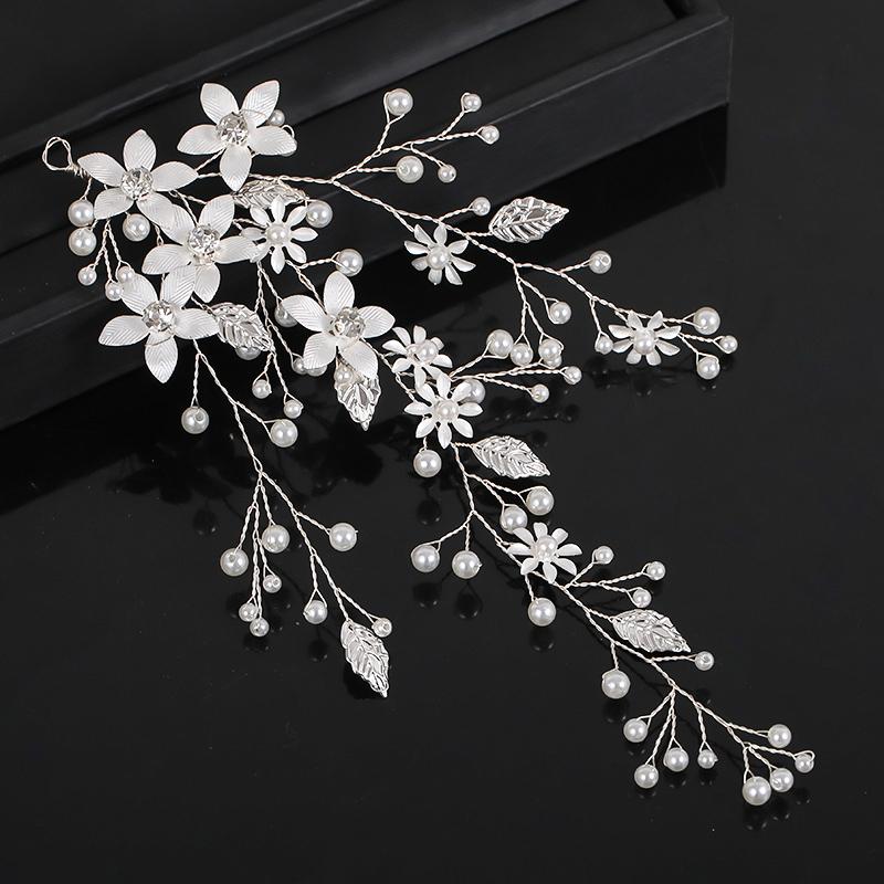 Perle Strass Blume Braut Stirnband Hochzeit Haarschmuck Goldblatt mit Strass Blume Haarbänder Hochzeit Haarschmuck