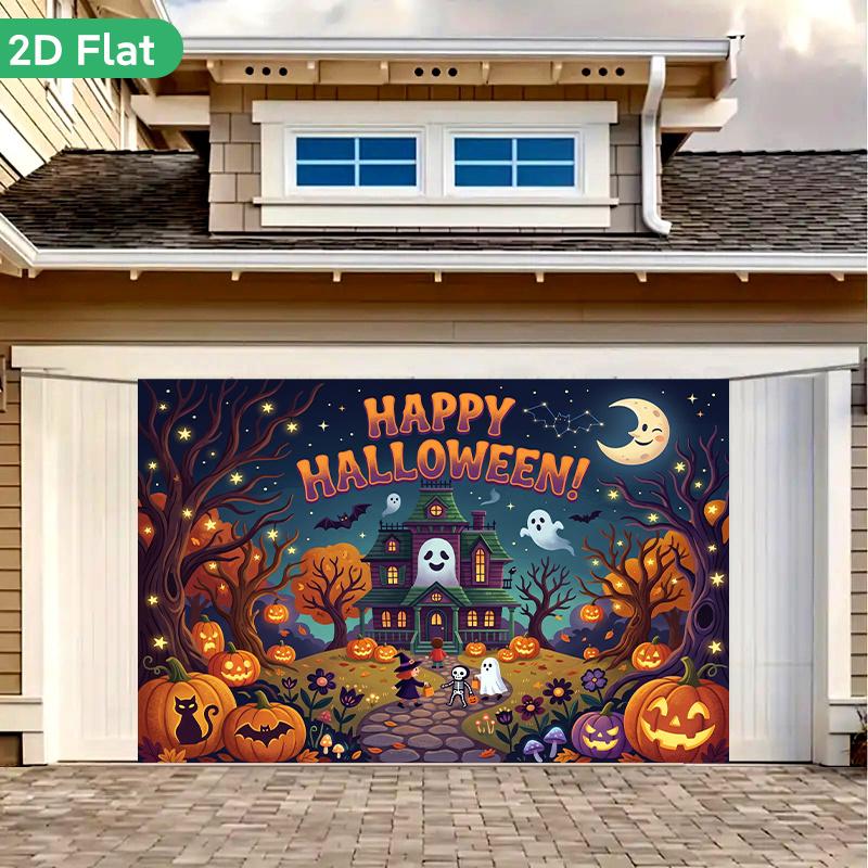 1 piece of 2D flat banner featuring Halloween pumpkins and night scenes suitable for home garden etc.zyc