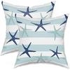Nautical Starfish Pillow Covers X Inch Summer Coastal Pillow Cases Farmhouse Outdoor Decor Navy Blue Cushion Covers Set of