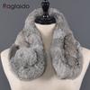 Natural Rabbit Fur Scarf for Women New Arrival Real 100% Rex Rabbit Fur Scarves Winter Fur Neckerchief Rabbit Fur Pompom