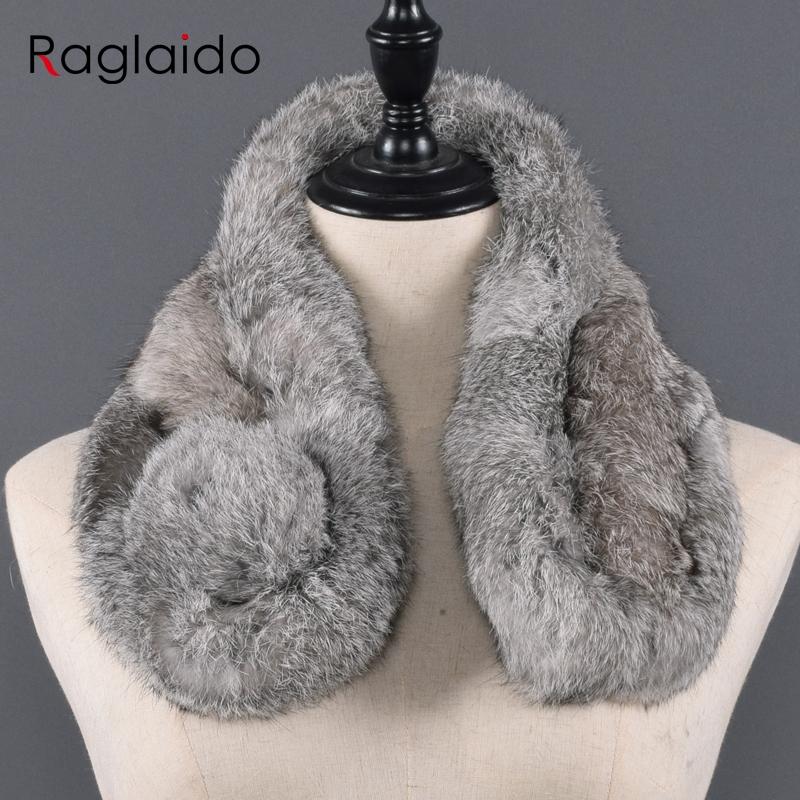 Natural Rabbit Fur Scarf for Women New Arrival Real 100% Rex Rabbit Fur Scarves Winter Fur Neckerchief Rabbit Fur Pompom