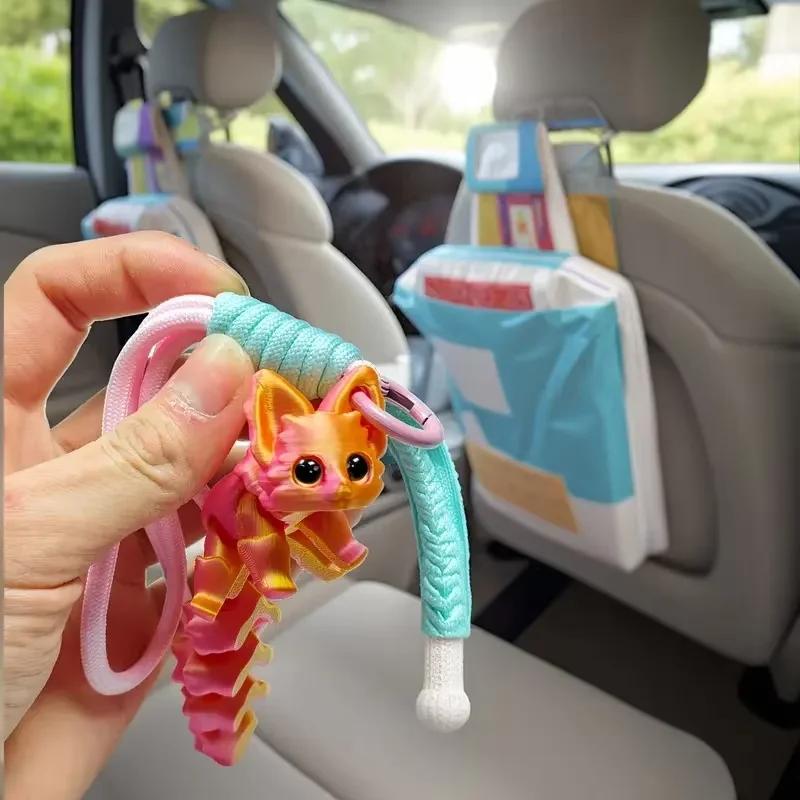 Top Quality 3D Printed Cute Fox Ornament Model with Multiple Joints Movable ,beautiful Eyes, Hanging Rope Room Decoration Gifts
