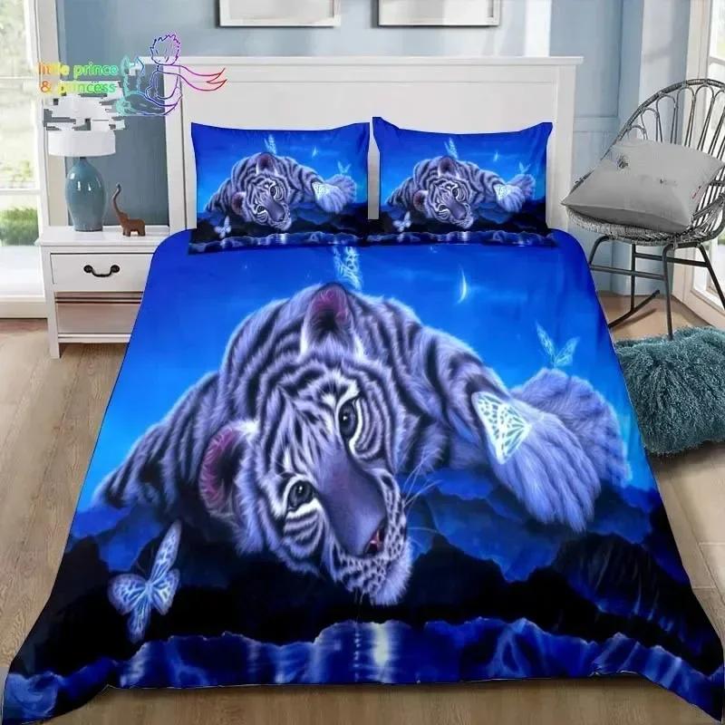 Retro Forest Tiger Bedding Set Single Twin Full Queen King Size Bed Set Adult Kid Bedroom 3D Print Animal Bedding Gift