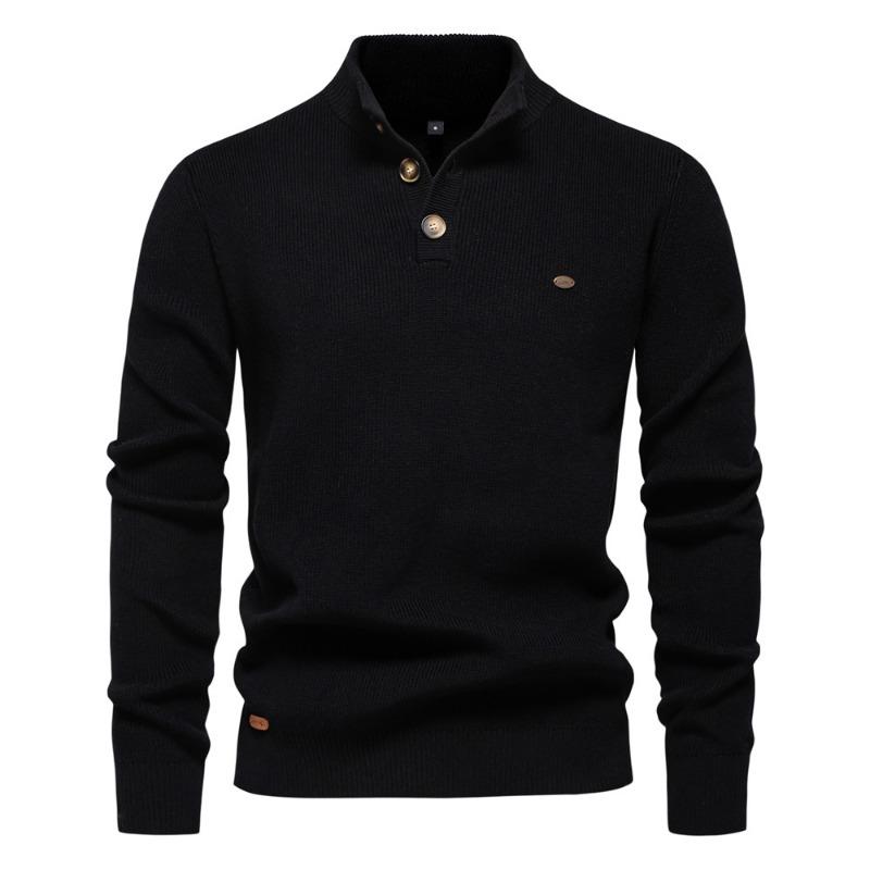 Men’s Euro Fit Half Zip Stand Collar Knit Sweater