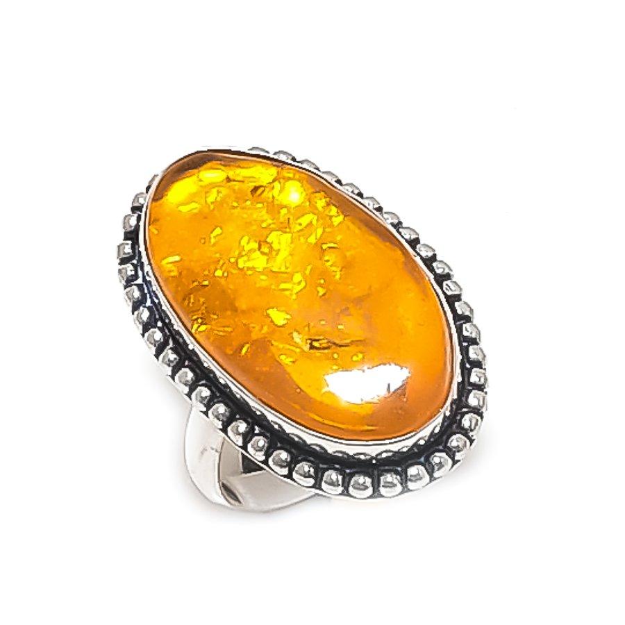 

Балтийский янтарь Драгоценный камень 925 Стерлинговое серебро Ювелирное изделие Кольцо Размер 8