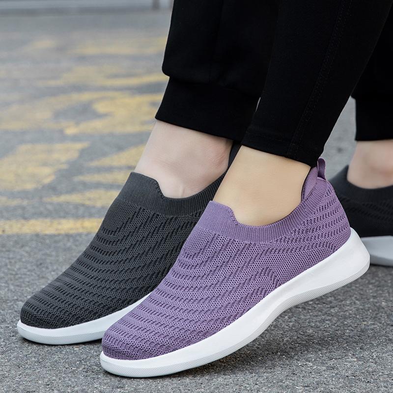 2025 men's shoes casual shoes summer new comfortable one-pedal shoes women's flying woven breathable running sneakers trendy shoes