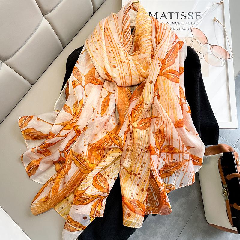 Spring Silk Sunscreen Scarf: Lightweight Women's Shawl for Outdoor Travel & Beach