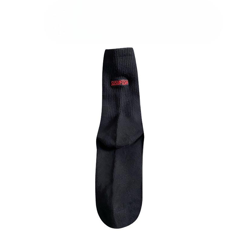 Men Spring Summer New Style All Purpose Color Embroidery Basketball Sports Tube Cotton Socks