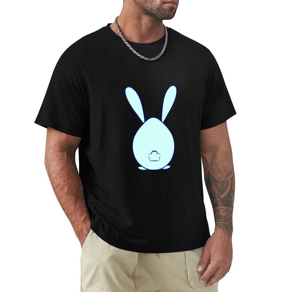 Egg disguised as a rabbit with tail and ears in blue T-Shirt blue archive plus size clothes men graphic t shirts