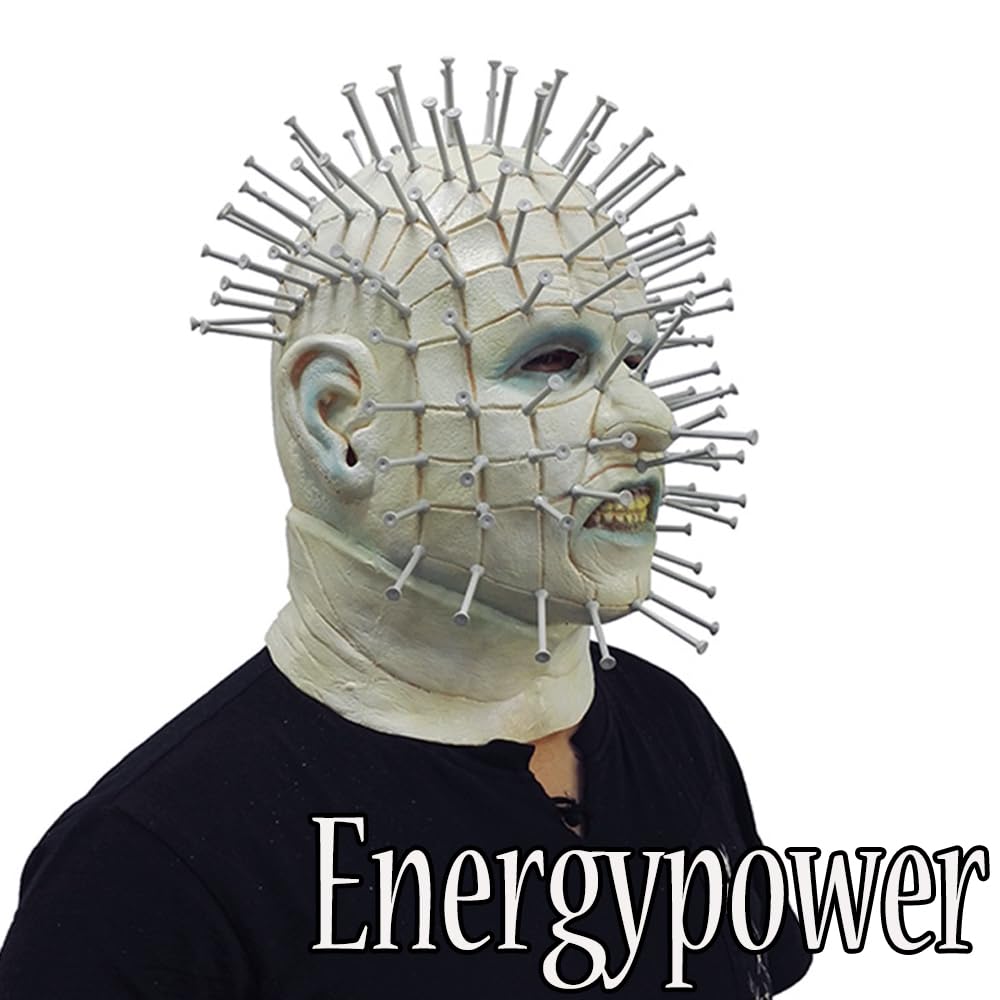 [EnergyPower] Cosplay Mask - Zombie with Nails All Over His Face - Pufferfish Man - Halloween Costume - Full Face Mask - Joke Item - Party/Event Costu