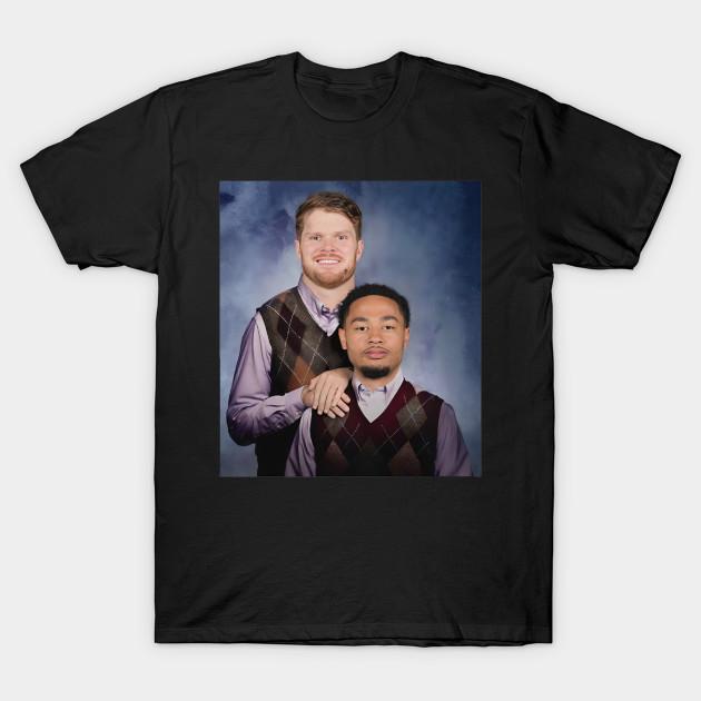 I like ts Heren Zwart Print T-shirt Sam Darnold Jaxon Smith-Njigba Voetbal , Seattle Step Bros Geen-Knippen Transferpapier Print Katoenen T-shirt L zwart