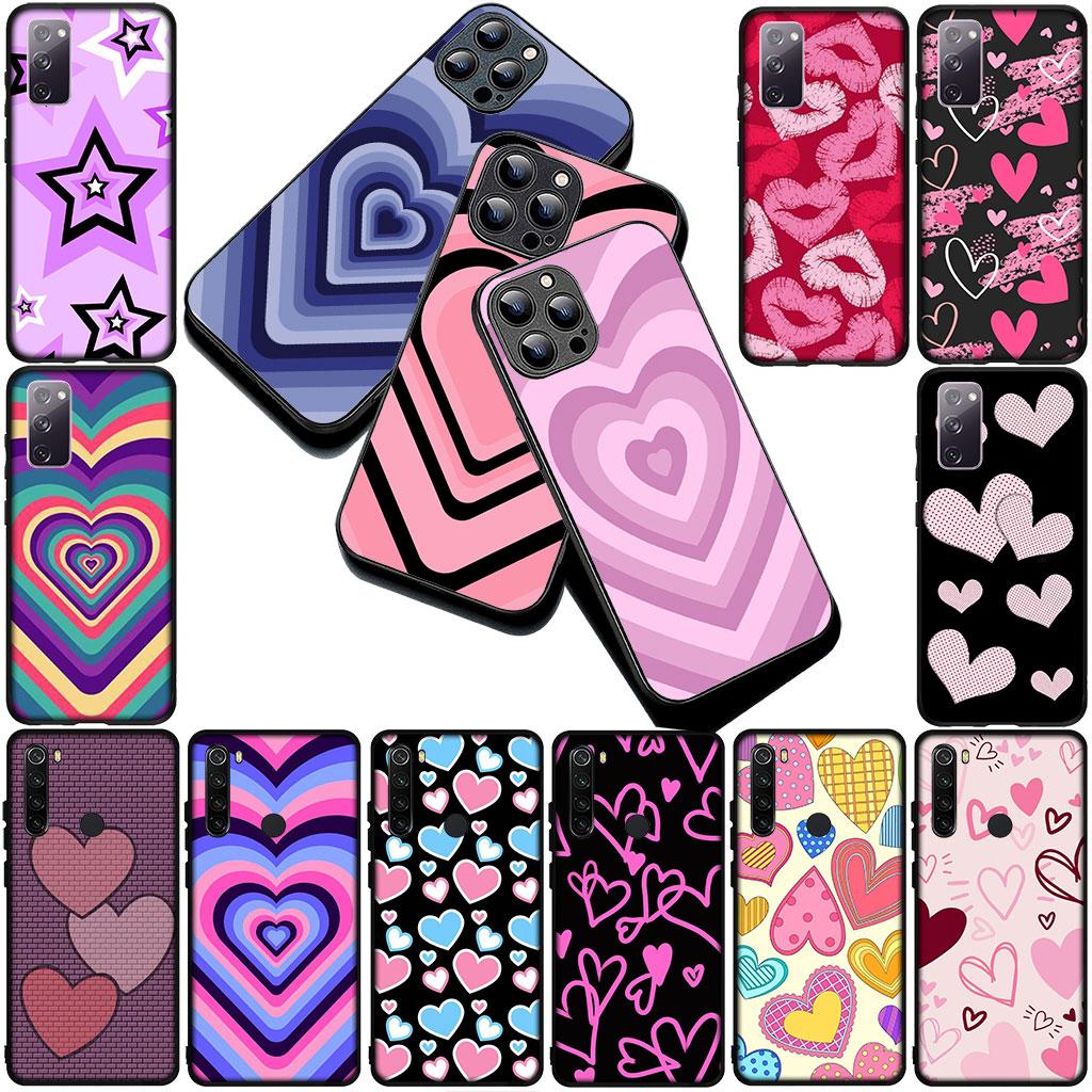 Phone Cover for Xiaomi Redmi Note 14 13 Pro Plus ProPlus 14C 13c Pro+ 5G Soft Silicone Case Star Dark Red Heart Love