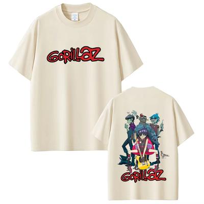 Gorillaz Rock Band Gothic Pop Music High Quality Round Neck Cotton T-shirt