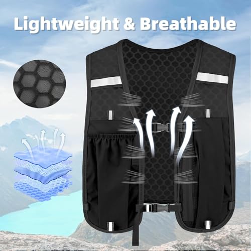 Running Hydrating Vest with 500ml Kettle, Adjustable Chest Strap, Light and Breathable, Suitable for Marathon Jogging and Riding, Can Store Mobile Ph