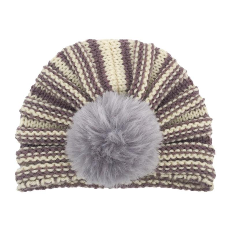 New Baby Wool Hat, Cute Warm Hairball Children's Hat, Autumn and Winter Baby Fontanelle Knitted Hat