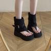 Celebrità di Internet rialzo interno suola spessa punta stivali cool da donna estate nuovo temperamento sandali romani fibbia a cinturino scarpe da donna