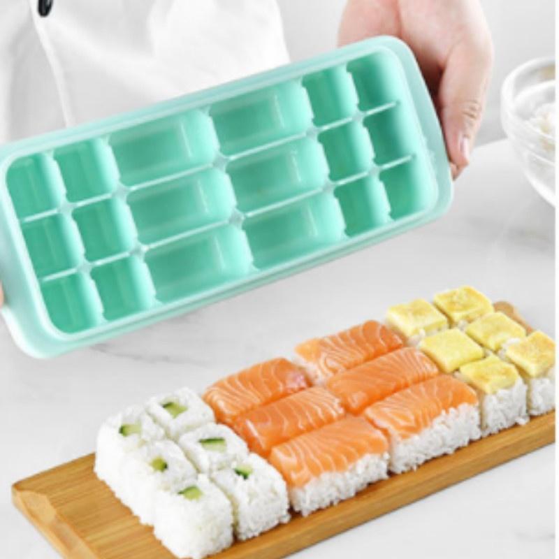 4-farbige Mehrzweck-Abdeckung, Silikon-Eiswürfelform, Sushi-Kuchenform, rechteckige Eiswürfelform