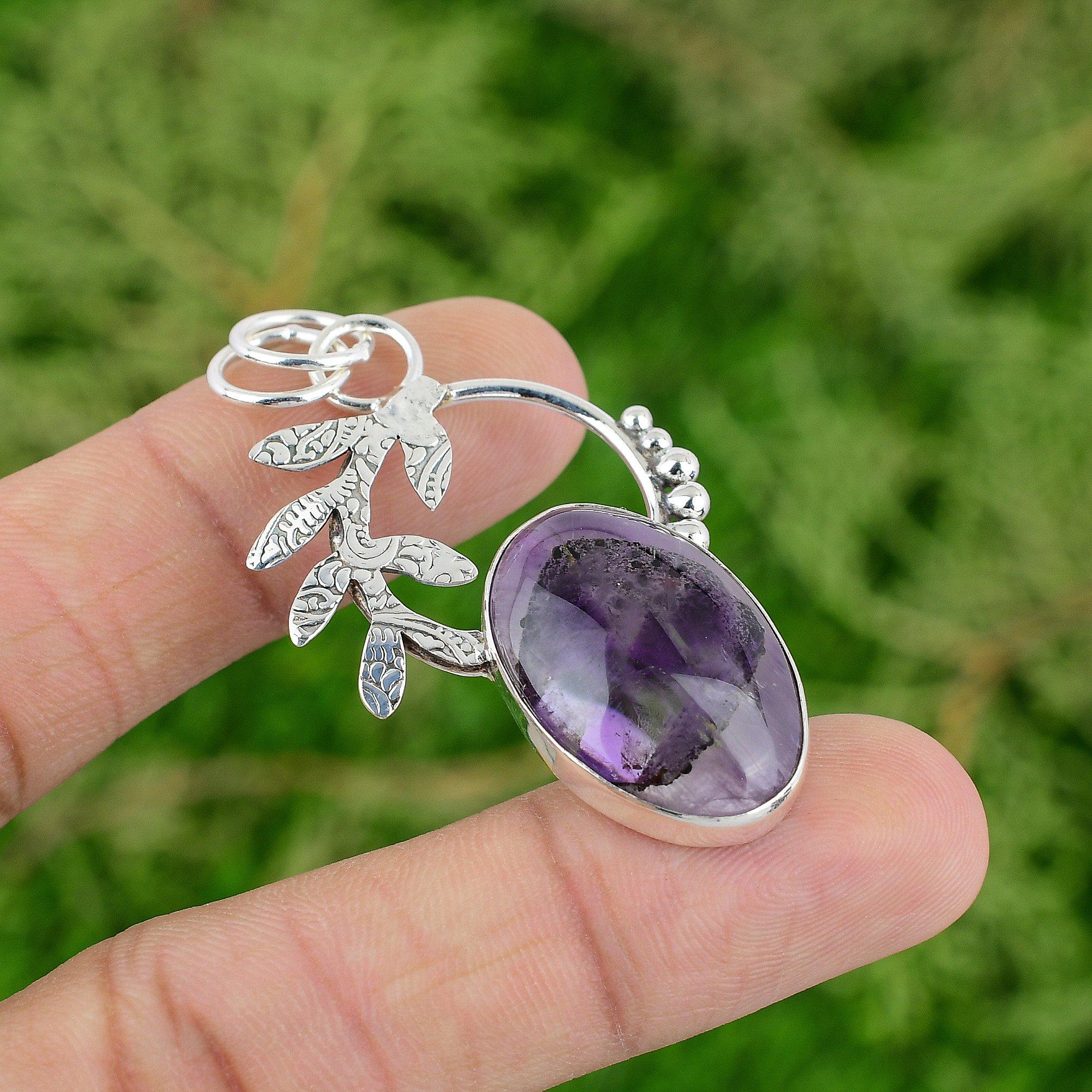 

Sterling Silver Star Amethyst Stone February Engagement Bezel Pendant Jewelry