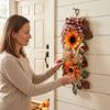 Artificial Sunflower and Maple Leaf Wall Hanging for Fall Thanksgiving Decor