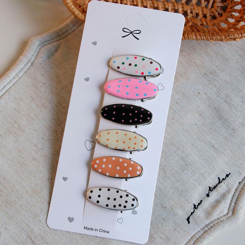 Multicolor Polka Dot Geometric Enamel Hair Clip Set