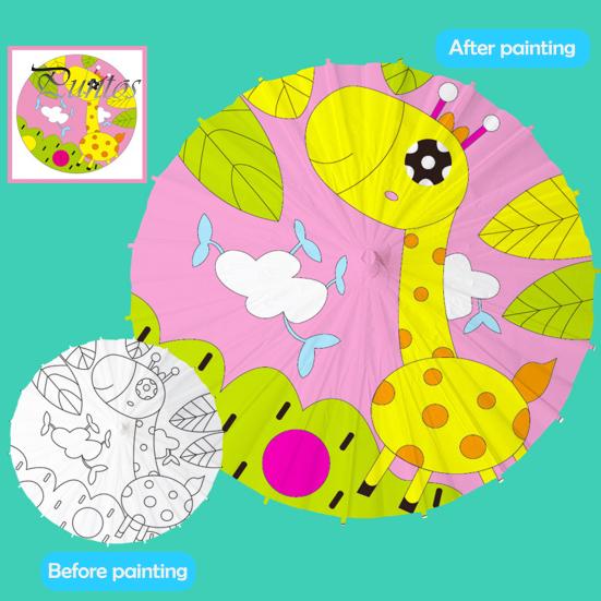 27/41CM DIY Hand-Painting Paper Umbrella Chinese Style Decorative Oil-paper Umbrella with Wooden Handle Kids Coloring Oriental Umbrella Crafts