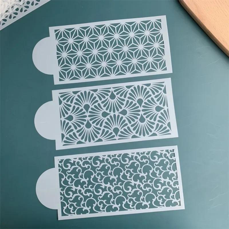 Fondantkaka Nätstämplar Stenciler Prägling för dekorationsverktyg Plast Sprayform Bröllopskakor Choklad Ritning Målning