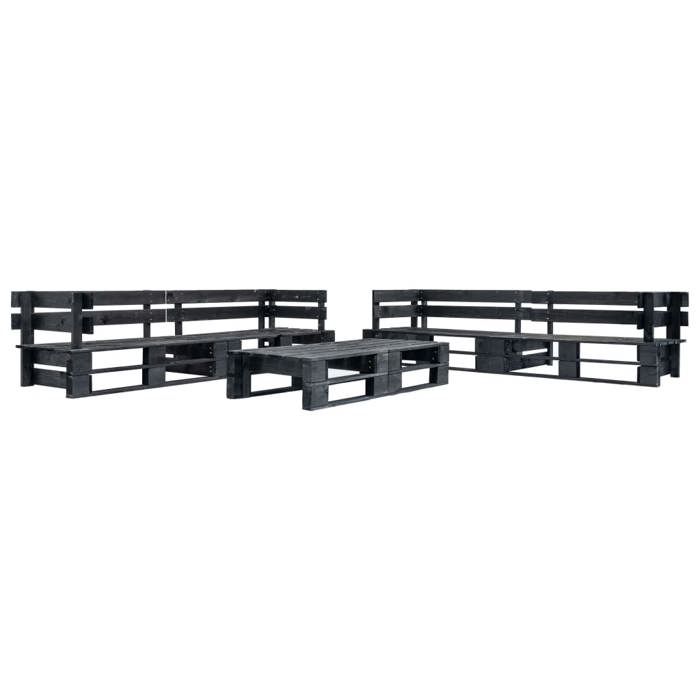 Canapés de jardin - vidaXL - Palette 6 pcs - Noir - Bois massif - Résistant aux intempéries