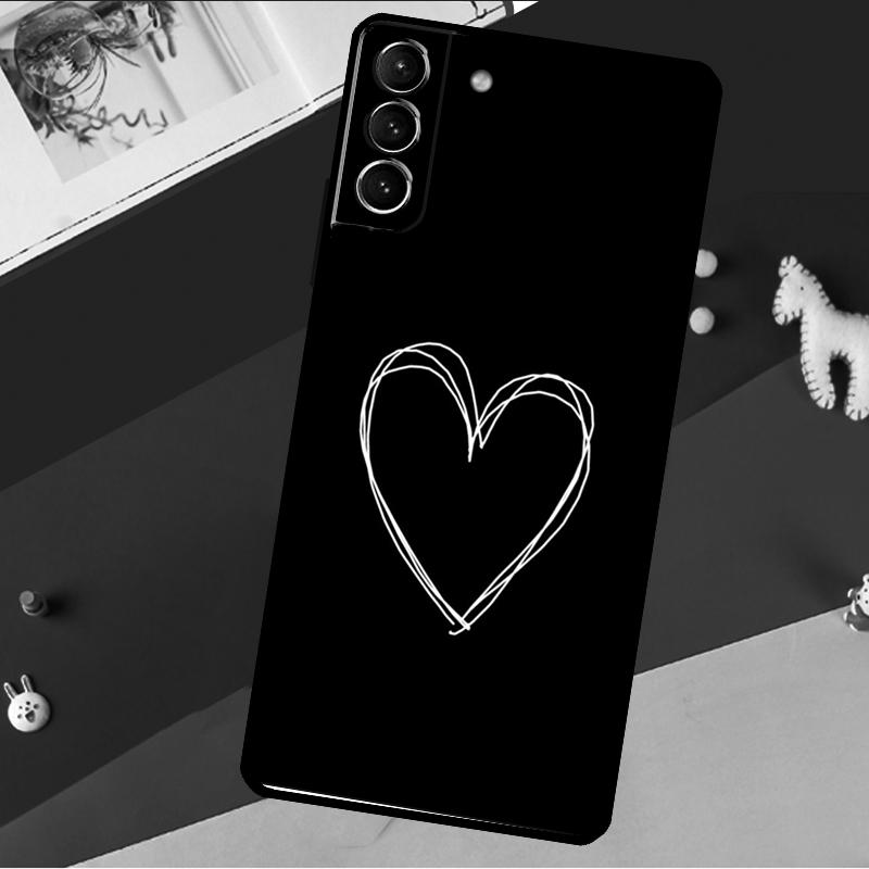 Cute Pretty Little White Heart Case For Samsung Galaxy S23 Ultra S22 S21 S20 FE S8 S9 S10 Plus Note 10 20 Back Cover Shell