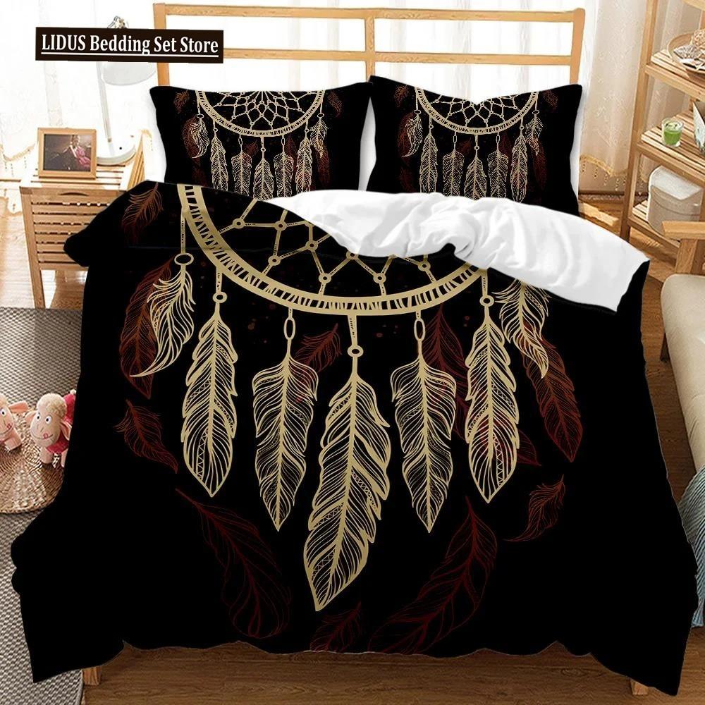 Dream Catcher Duvet Cover Feather Purple Dream Catcher BeddingSymbol Exotic Polyester Quilt Cover Double Queen King