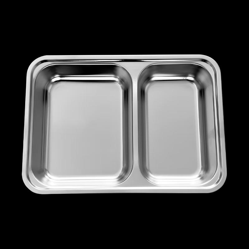 Deep 316 Stainless Steel 2-Compartment Meal Tray, 10-Pack