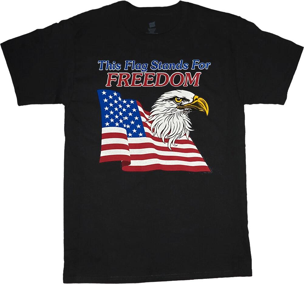 Mens Graphic Tee American Flag Freedom Eagle Trump Patriotic T-shirt L