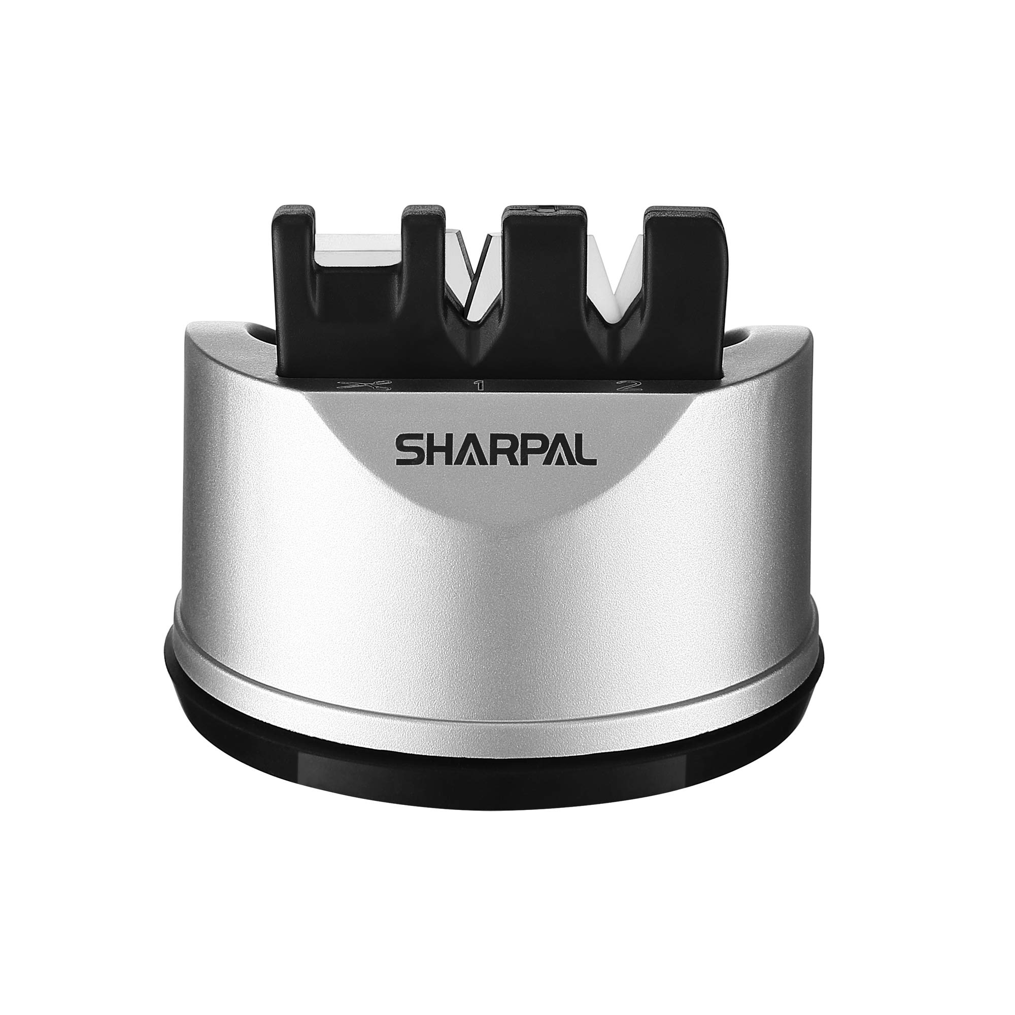 Точилка для ножей Sharpal 191H и Алмазно-керамическая точилка для гладких и серрейторных ножей с крупным и мелким зерном и мощной присоской 3-функциональная для ножниц,