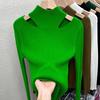 Women's Mock Neck Knit Top – Cut-Out Shoulder & Hollow Out Sweater