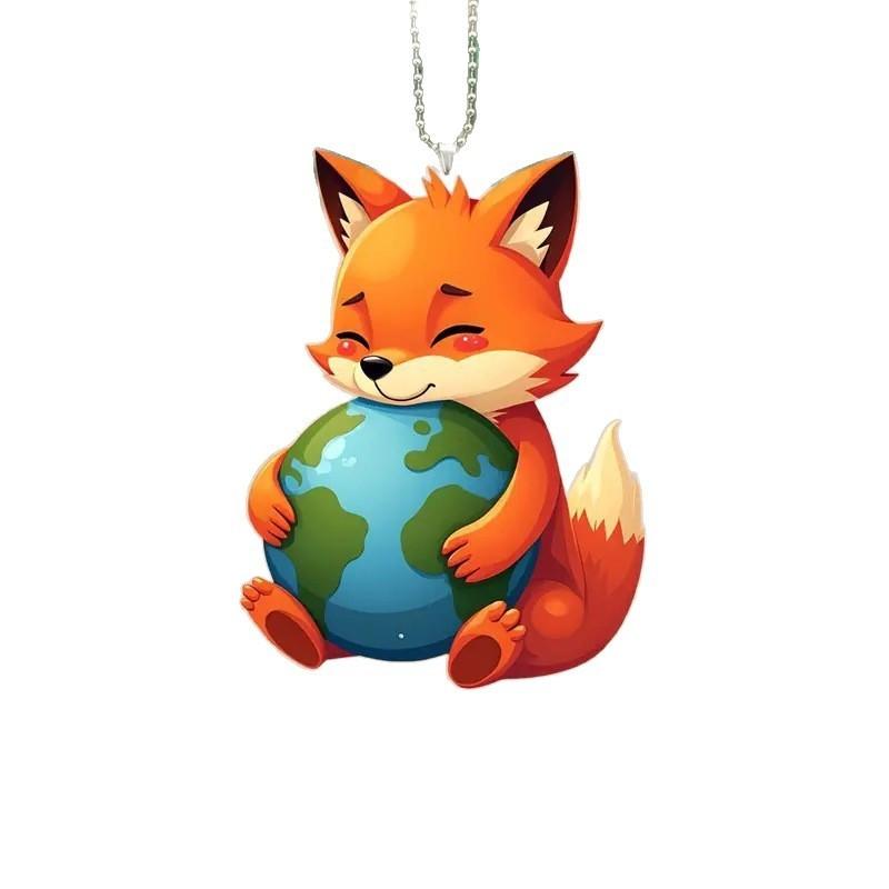 

Pendant Acrylic Car With Fox Holding The Themed For Auto Styling Decor