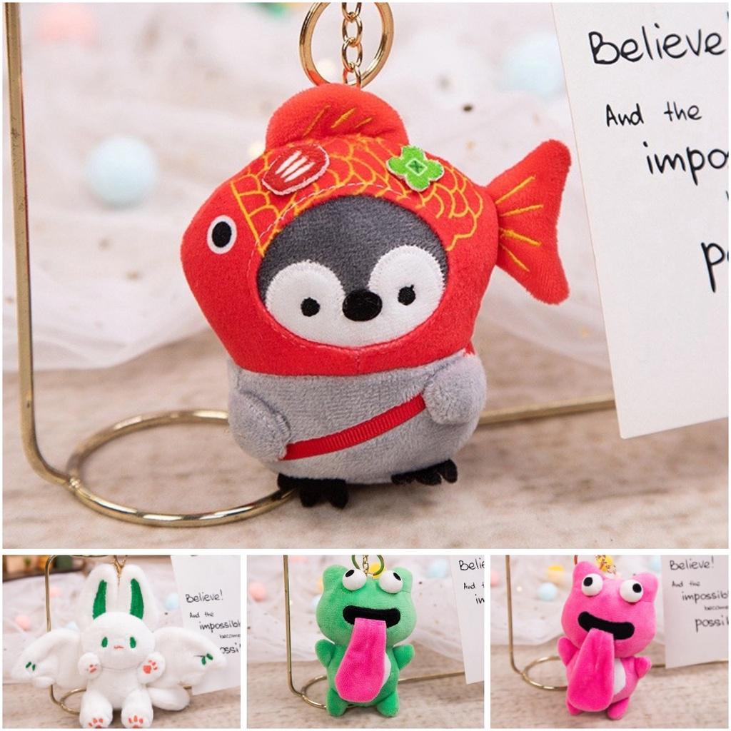 Flying Penguin Rabbit Plush Toy Keyring With Adorable Faces