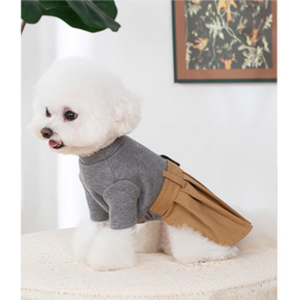 Spring and Autumn British Style Coat for Dogs Cat Clothes Puppy Lovers Pleated Skirt Pet-style Patchwork Dress