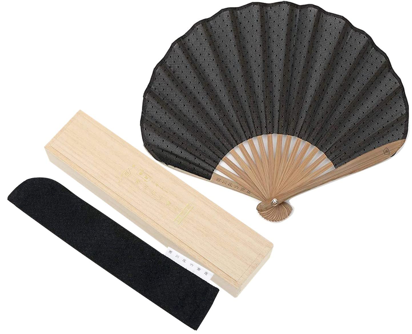 

Shouroku Lace Comes in a Paulownia Wood Box with Fan Day Gift for Women [Nishikawa Shoten] Veil-like Fan, Black, Pouch, Mother s чёрный