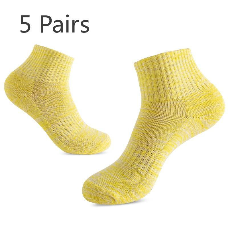 

5 Pairs Socks Women s Short Thickened Towel Bottom Retro Sports Socks Running Socks Badminton Socks Basketball Socks Socks Cotton 5 pairs жёлтый