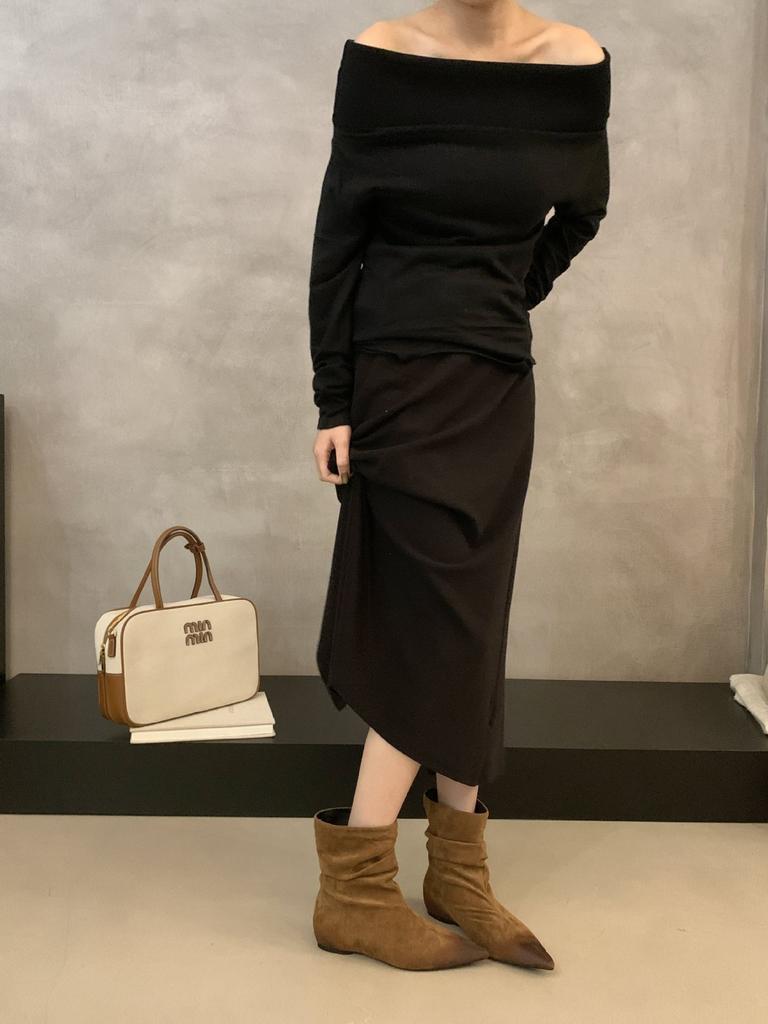 French pointed head polished color inner fold thin short boots women's autumn and winter new retro pleated stacked short bare boots
