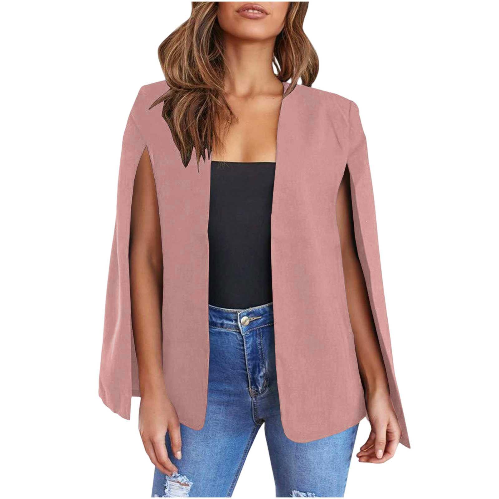 Spring and Autumn Leaderless Design Cape Suit Jacket Office Casual Loose Top Cape Collar Open Sleeve Cape New Women s Jacket S