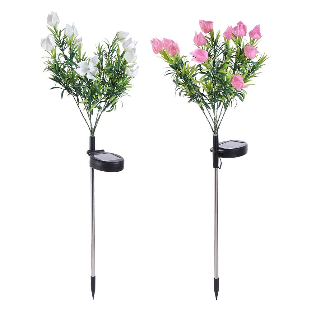 Realistic Solar Artificial Flower Light Gardenia Flower Waterproof Landscape Lamp Landscape Decor