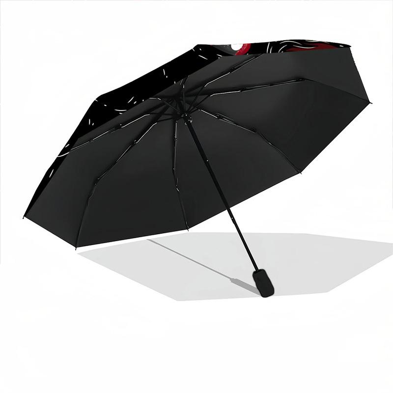 1 Stück Schwarze Katze Mond Automatisches Öffnen/Schließen Regenschirm Kompakter Faltregenschirm, Ganzjahres-Tragbarer Regenschirm für Damen/Herren F1124257