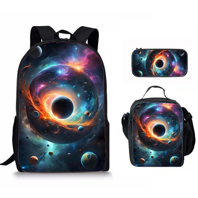 Lusso Novità Particolare Fresco Spazio pianeta Stampa 3D 3pz/Set alunno Zaini Scolastici Zaino per Laptop Zaino giornaliero Zaino per il pranzo Astuccio