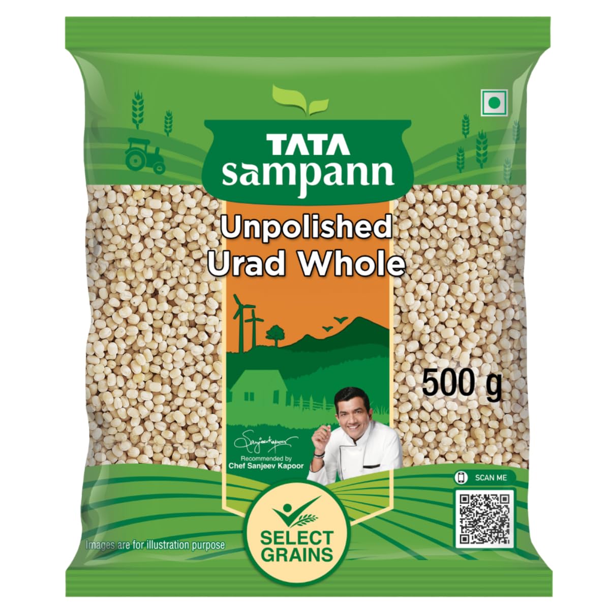

Tata Sampann Unpolished Urad Whole Dal 500g Pack, High Protein and Fiber for Idli and Dosa