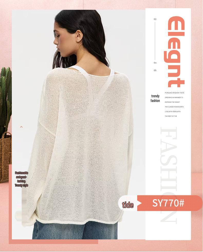 Top a Maglia Rete Autunnale da Donna - Maglione Sexy Trasparente Girocollo