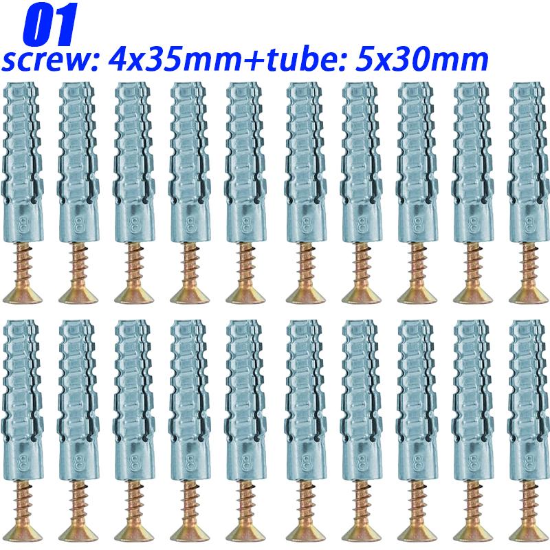 

10-50sets Serrated Thorny Metal Expansion Tube Steel Wall Anchor Self Tapping Screw Drilling Plug Concrete Wall Fasteners 10PCS