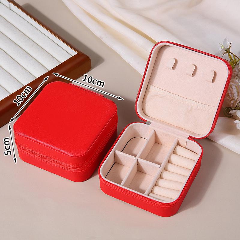 Portable Travel Jewelry Box - Mini Pu Leather Case With Soft Velvet Interior Compact Organizer For Rings Earrings Necklaces