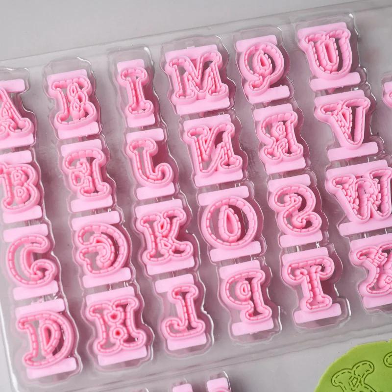 26pcs/set Alphabet Cake Molds Cakes Sugar Paste Letter Cookies Cutter Words Press Stamp Baking Embossing Mould for Home DIY Cake