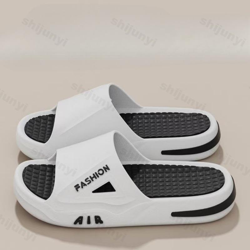 Fashion Men Open Toed Slippers Non-slip Bathroom Slippers Home Shoes Thick Soft Sole Breathable Comfort Flat Platform Indoor Slippers