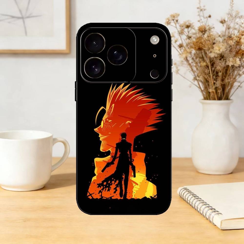 Trigun Anime Vash the Stampede (1) Phone Case For iPhone 17,16,15,14,13,12,11 Plus,Pro,Max,Mini Silicone black Soft Cover